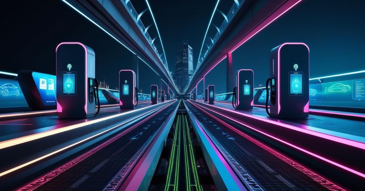 Futuristic cityscape highlighting advanced transportation infrastructure and regulatory frameworks for electric mobility